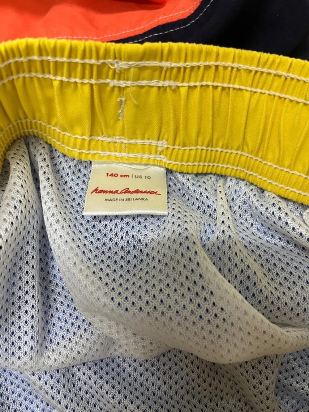 Boys Hanna Andersson Colorblock Swim Shorts - Blue, Navy, Red, Yellow Size 10